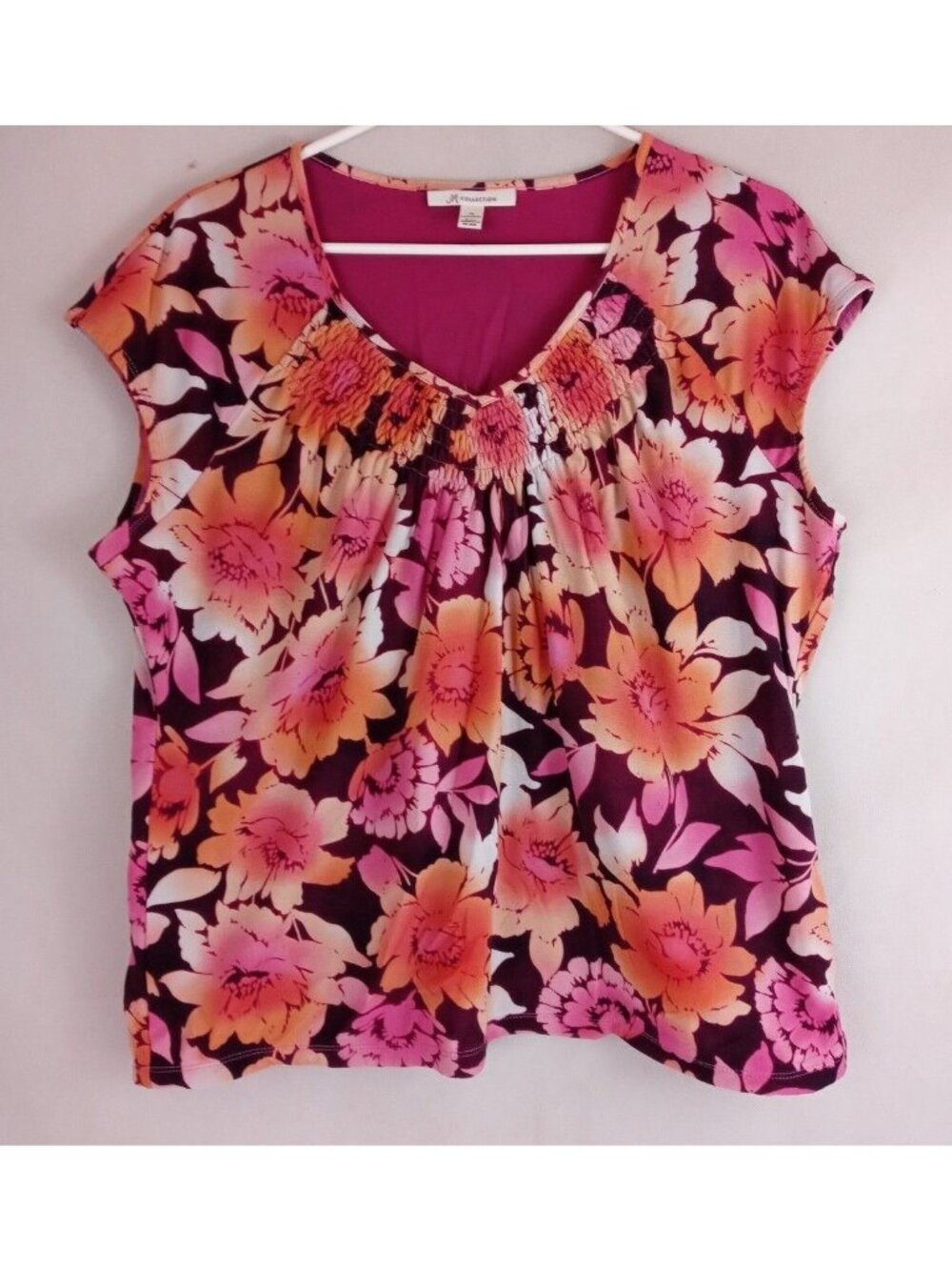 JM Collection Women's Colorful Floral Blouse Size XL